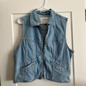 American Eagle Light Blue Denim Vest